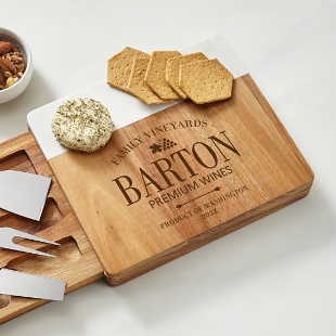 Premium Wines Marble Wood Cheese Board