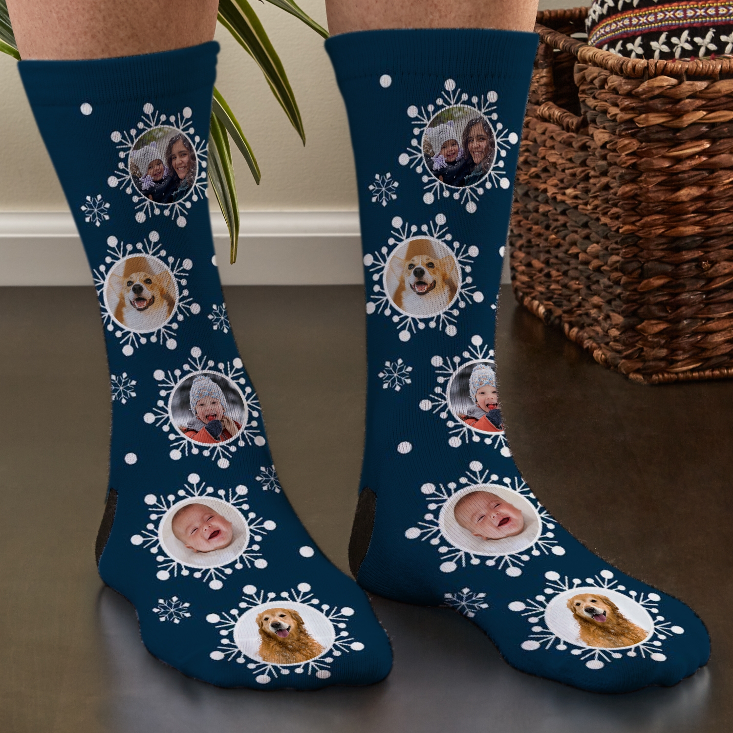 Snowflake Photo Socks