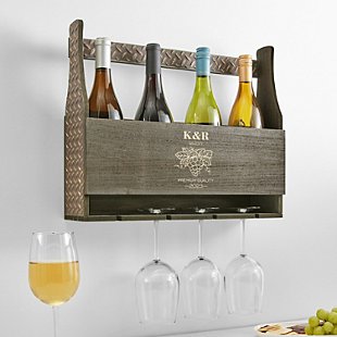 Vineyard Monogram Hanging Wood Wine Rack