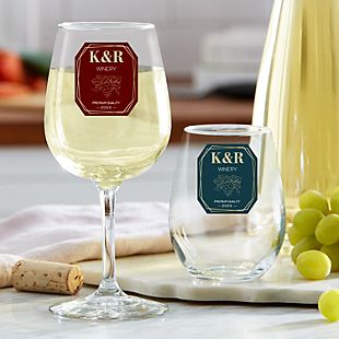Vineyard Monogram Wine Glass