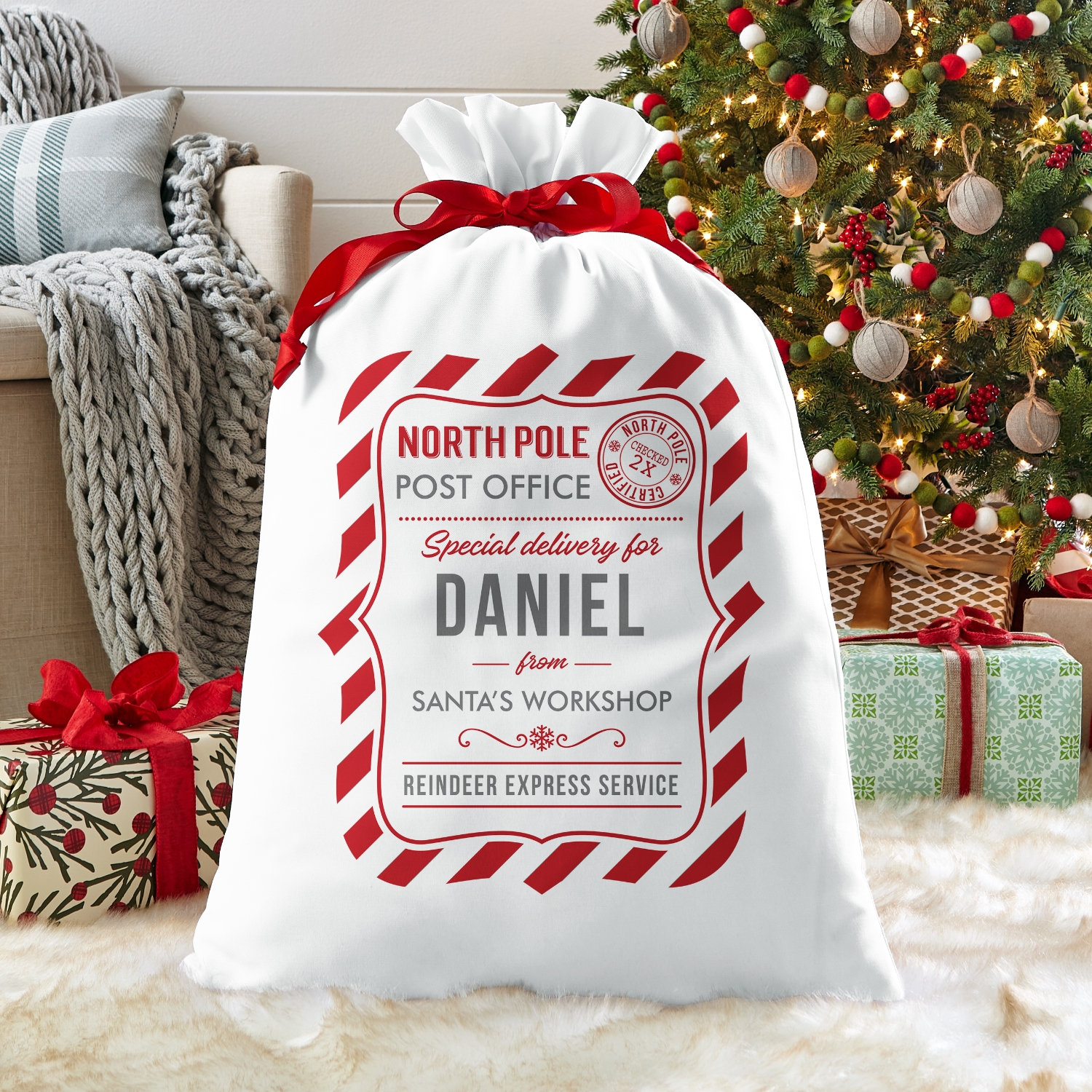 Candy Cane Oversized Gift Bag