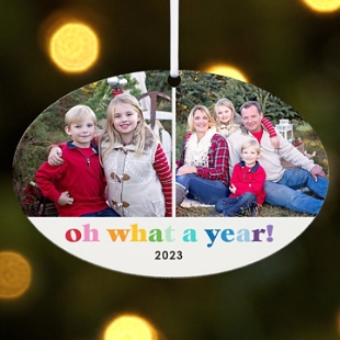 Oh What A Year Photo Oval Bauble