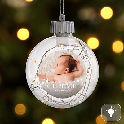 Baby's  First Christmas  Photo Fairy Lights Ornament