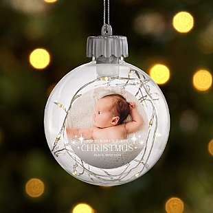 Baby's  First Christmas  Photo Fairy Lights Bauble