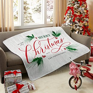 Christmas Greetings Plush Blanket