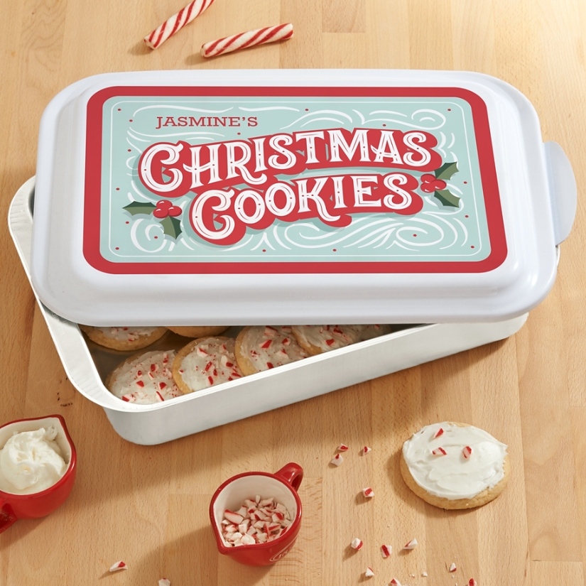 Festive Cookies Personalized Baking Pan at