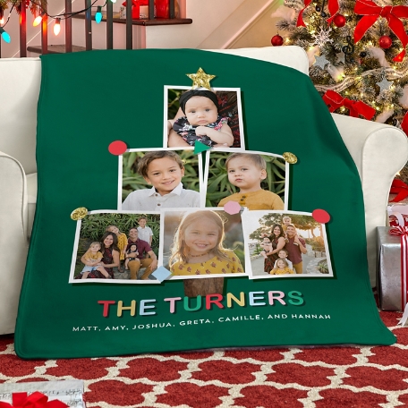 Festive Christmas Tree Photo Plush Blanket