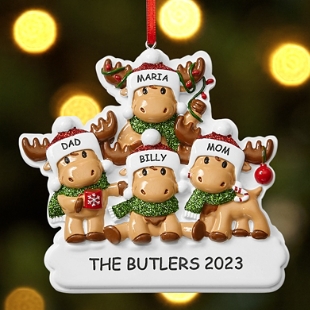 Cutesy Moosey Family Bauble