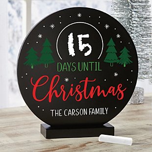 Days Until Christmas Wood Circle with Stand Chalkboard