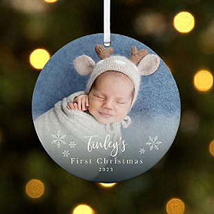 First Snow Photo Round Ornament