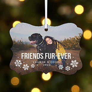 Friends Fur-Ever Pet Memorial Photo Scroll Ornament
