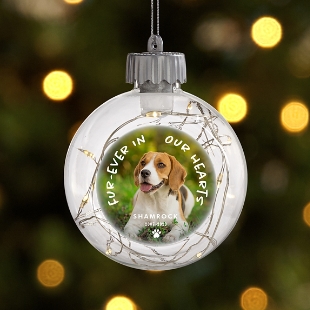In Our Hearts Pet Photo Memorial Fairy Lights Ornament