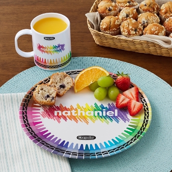 Crayola™ Rainbow Crayons Plate and Mug