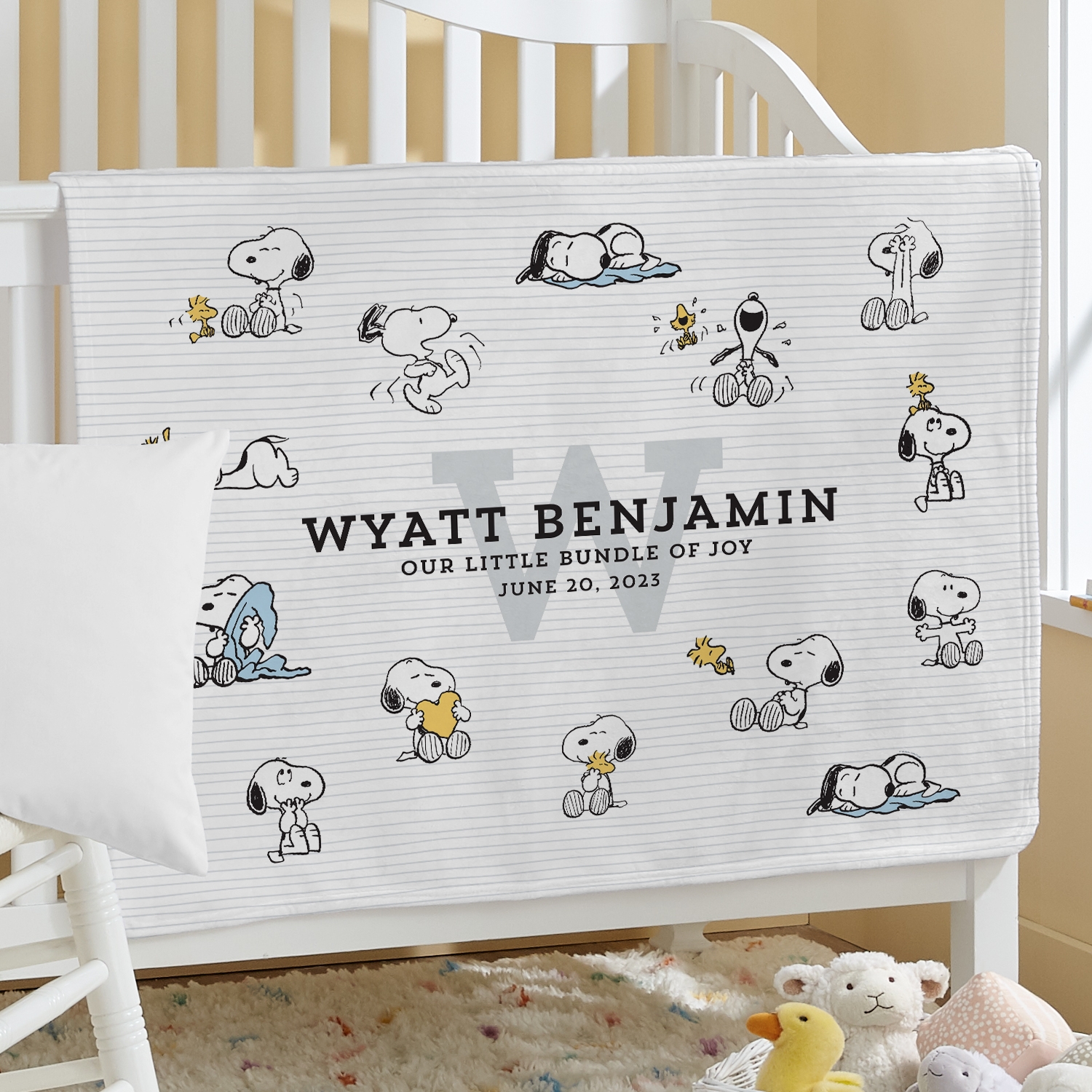 PEANUTS Fun Faces with Snoopy Plush Baby Blanket Personal Creations