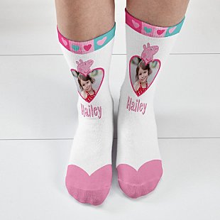 Peppa Pig Heart Photo Socks