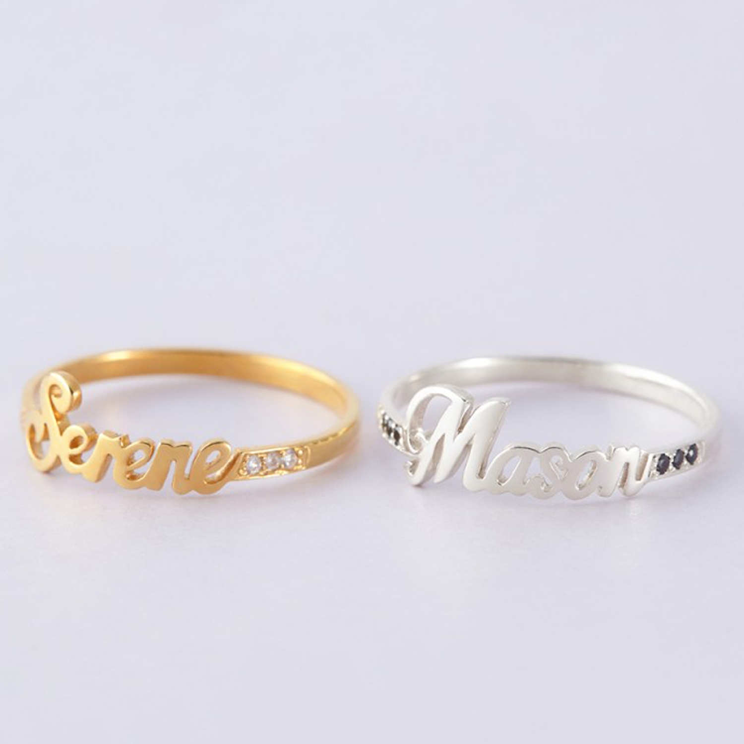 Pavé Diamond Name Ring
