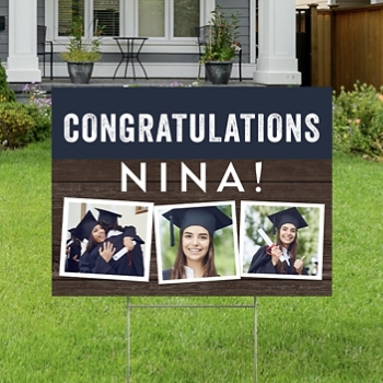 Wooden Stripe Graduation Photo Yard Sign