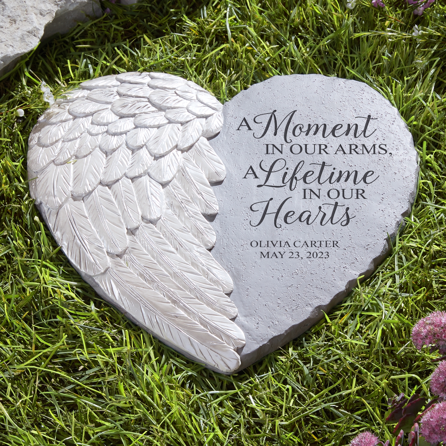 Angel Wings Memorial Garden Stone