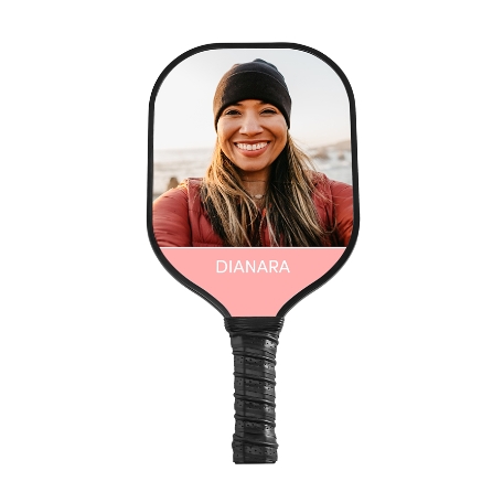 Color Name with Photo Pickleball Paddle-Black-Pink