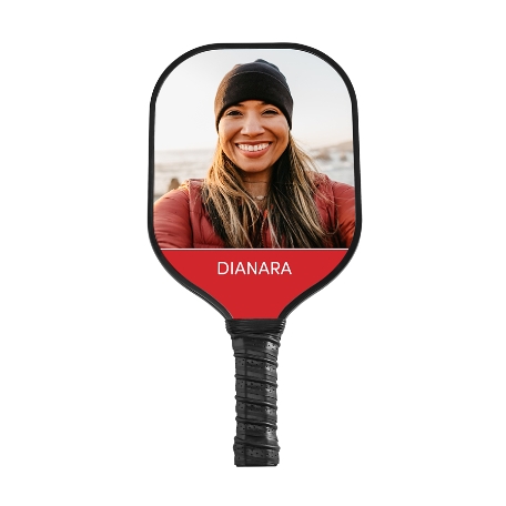 Color Name with Photo Pickleball Paddle-Black-Red