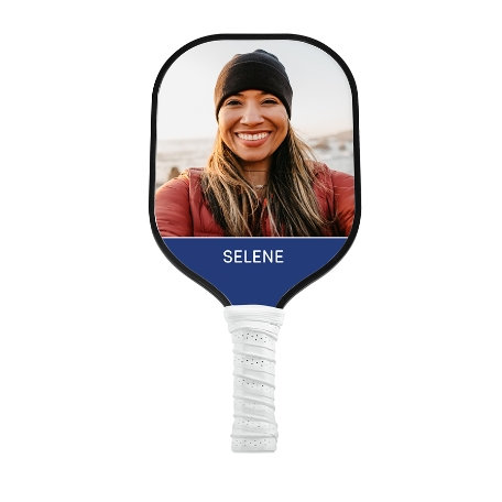 Color Name with Photo Pickleball Paddle-White-Blue