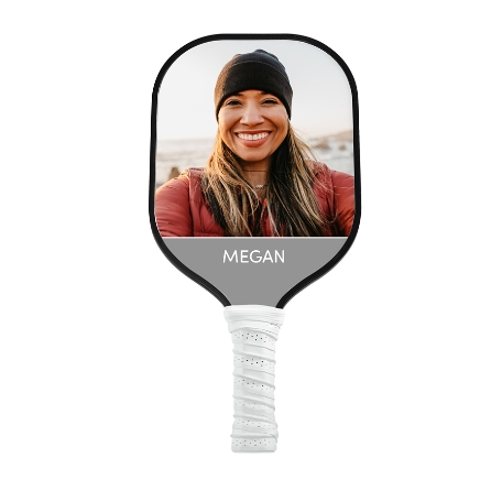 Color Name with Photo Pickleball Paddle-White-Gray