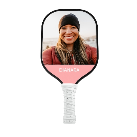 Color Name with Photo Pickleball Paddle-White-Pink