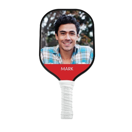 Color Name with Photo Pickleball Paddle-White-Red