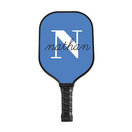 Modern Initial and Name Pickleball Paddle - Black - Blue