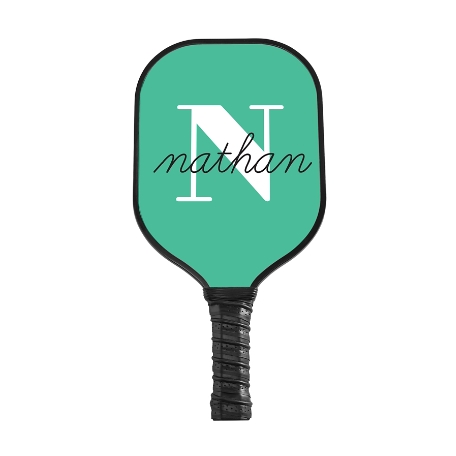 Modern Initial and Name Pickleball Paddle - Black - Green