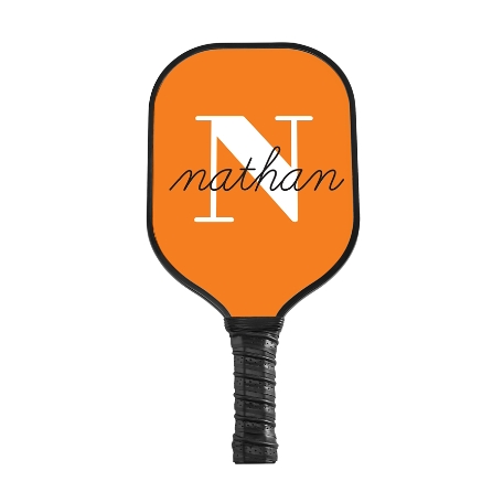Modern Initial and Name Pickleball Paddle-Black-Orange