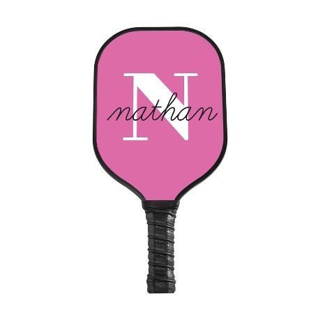 Modern Initial and Name Pickleball Paddle - Black - Pink