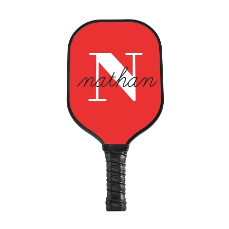 Modern Initial and Name Pickleball Paddle - Black - Red