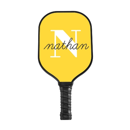 Modern Initial and Name Pickleball Paddle - Black - Yellow