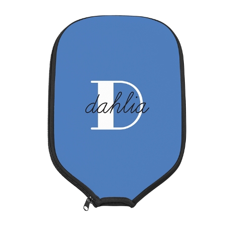 Modern Initial and Name Pickleball Paddle Cover - Blue