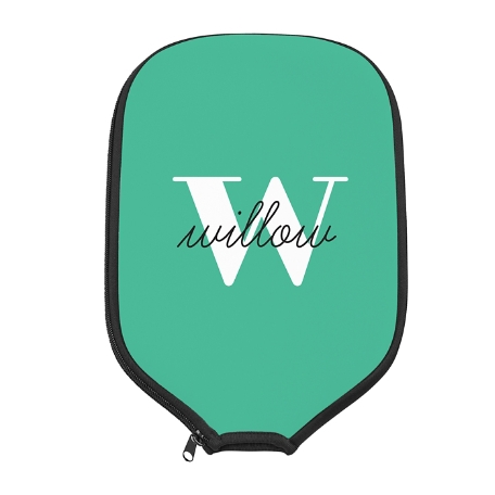 Modern Initial and Name Pickleball Paddle Cover- Green