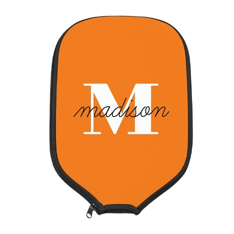 Modern Initial and Name Pickleball Paddle Cover - Orange