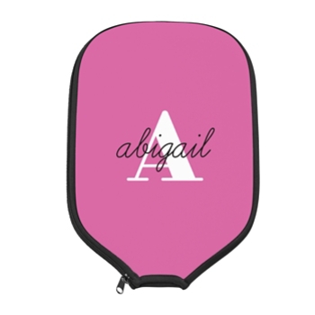 Modern Initial and Name Pickleball Paddle Cover - Pink