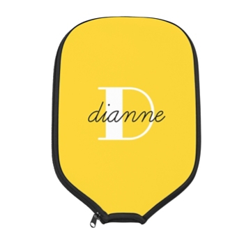 Modern Initial and Name Pickleball Paddle Cover - Yellow