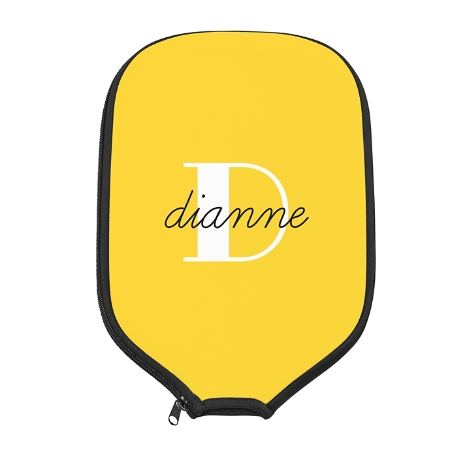 Modern Initial and Name Pickleball Paddle Cover - Yellow
