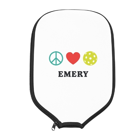 Peace Sign Pickleball Paddle Cover - White