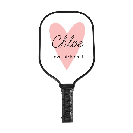 Pink Heart Pickleball Paddle - Black