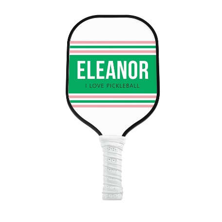 Preppy Stripes Pickleball Paddle - White - Green