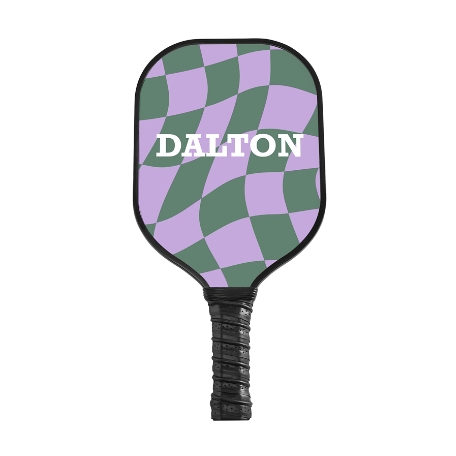 Retro Checkered Pickleball Paddle - Black - Purple