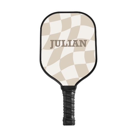 Retro Checkered Pickleball Paddle - Black - Tan