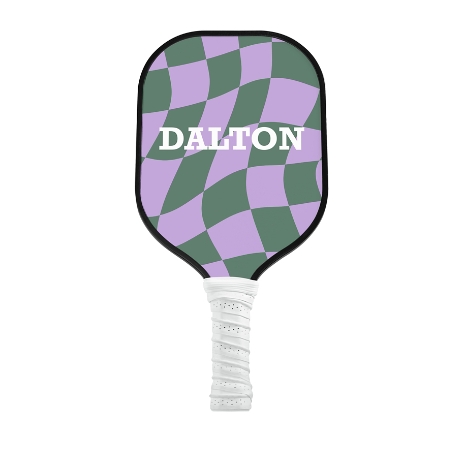 Retro Checkered Pickleball Paddle - White - Purple