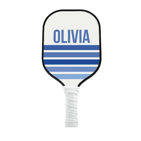 Retro Stripes Pickleball Paddle - White - Blue