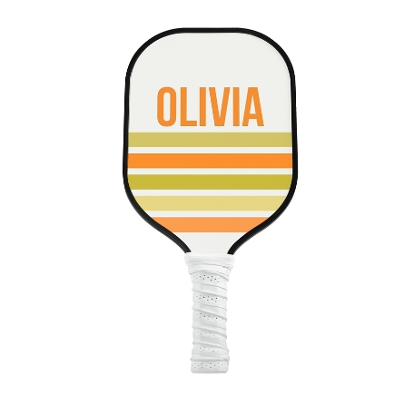 Retro Stripes Pickleball Paddle - White - Orange