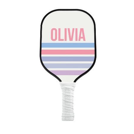 Retro Stripes Pickleball Paddle - White - Purple