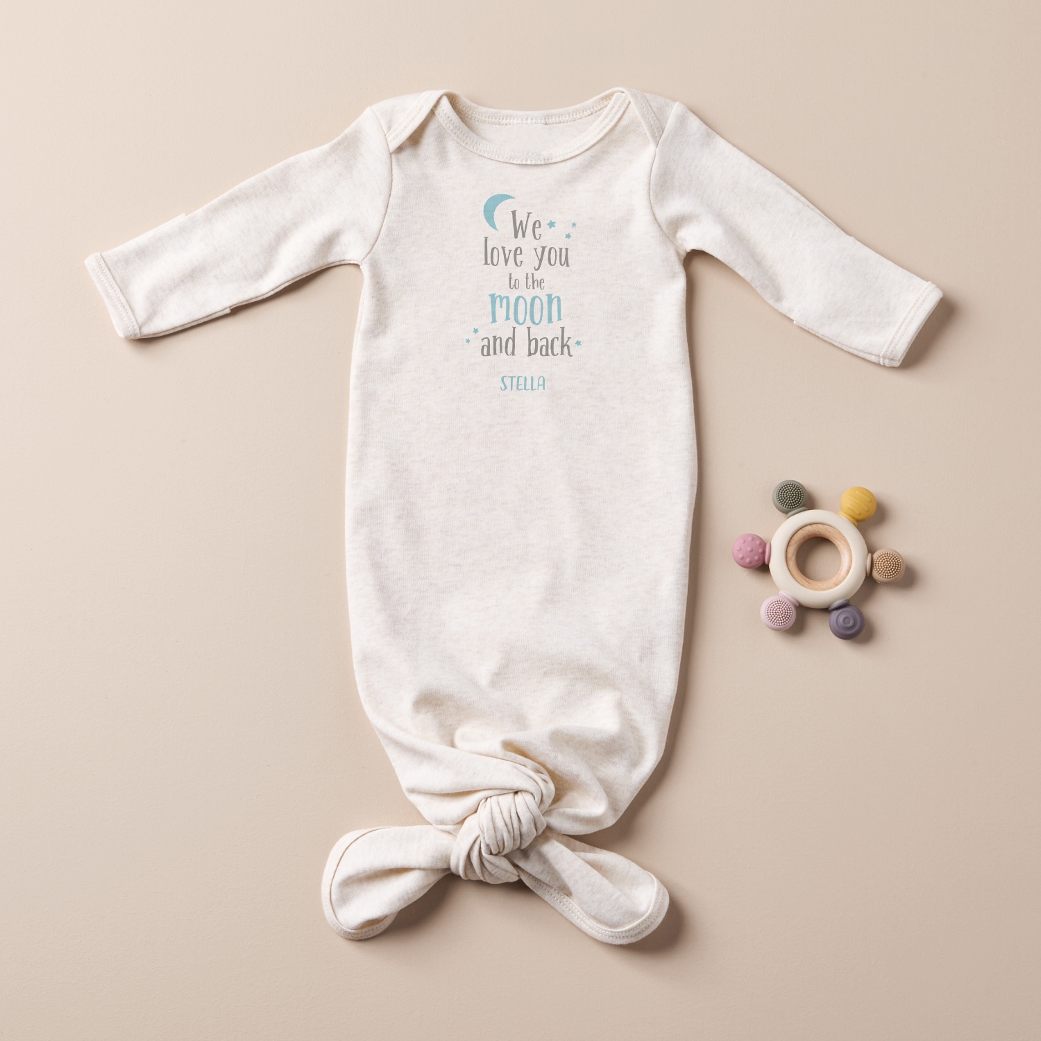 We Love You To The Moon Baby Knotted Gown